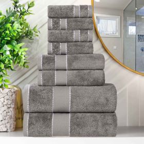 Egyptian Giza Cotton Plush Soft Towel Set 8 Piece (Color: Charcoal)