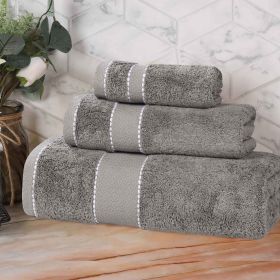 Egyptian Giza Cotton Plush Soft Towel Set 3 Piece (Color: Charcoal)