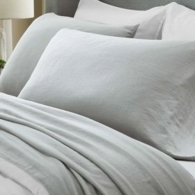 Chloe 100% Cotton Linen Texture Vintage Wash Deep Pocket Bed Pillowcase Set (Color: Silver, size: King)