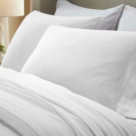 Chloe 100% Cotton Linen Texture Vintage Wash Deep Pocket Bed Pillowcase Set (Color: White, size: Standard)