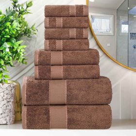 Egyptian Giza Cotton Plush Soft Towel Set 8 Piece (Color: Chocolate)