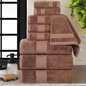 Niles Egyptian Giza Cotton Plush Towel Set 9-Piece (Color: Chocolate)