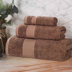 Egyptian Giza Cotton Plush Soft Towel Set 3 Piece (Color: Chocolate)