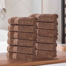 Egyptian Giza Cotton Plush Soft Towel Set 12 Piece (Color: Chocolate)