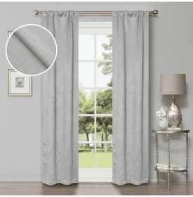 Blackout Window Curtains Waverly Geometric Room Darkening Washable Set of 2 (Color: Chrome, size: 26" X 84")