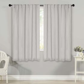Blackout Window Curtains Solid Room Darkening Back Tab Set of 2 (Color: Chrome, size: 42" X 63")