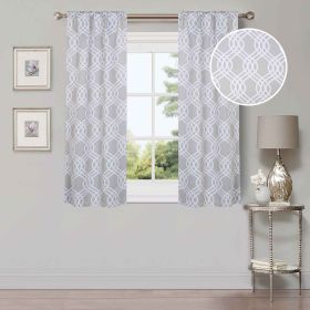 Ribbon Trellis Washable Room Darkening Blackout Curtains, Set of 2 (Color: Chrome, size: 42" X 63")