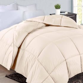 Monochrome Basketweave Plush Microfiber Down Alternative Comforter (Color: Cream, size: Twin XL)