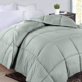 Monochrome Basketweave Plush Microfiber Down Alternative Comforter (Color: Jade, size: Twin XL)