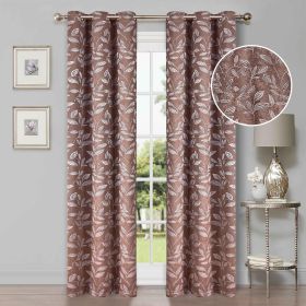 Leaves Machine Washable Room Darkening Blackout Curtains, Set of 2 (Color: Copper, size: 42" X 84")