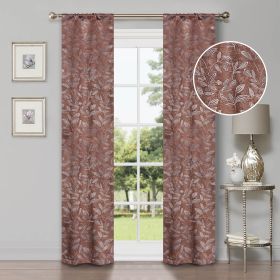 Leaves Room Darkening Washable Blackout Curtain Panels, Set of 2 (Color: Copper, size: 36" x 84")