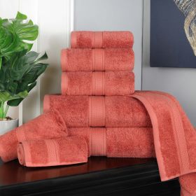 Egyptian Cotton 8-piece towel set – Plush & Heavyweight (Color: Coral)
