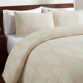 Manali Cotton All Season Bedding Diamond Lattice Woven Comforter Set (Color: Beige, size: Queen)