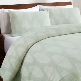 Manali Cotton All Season Bedding Diamond Lattice Woven Comforter Set (Color: Sage, size: King)