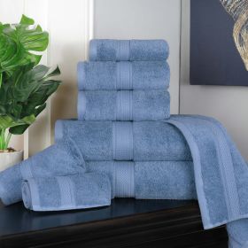 Egyptian Cotton 8-piece towel set – Plush & Heavyweight (Color: Denim Blue)