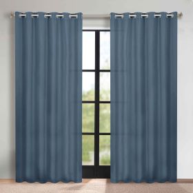 Classic Modern Solid Room Darkening Blackout Curtain Panels, Set of 2 (Color: Denim Blue, size: 52" x 108")