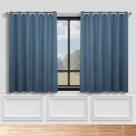 Classic Modern Solid Room Darkening Blackout Curtain Panels, Set of 2 (Color: Denim Blue, size: 70" x 63")