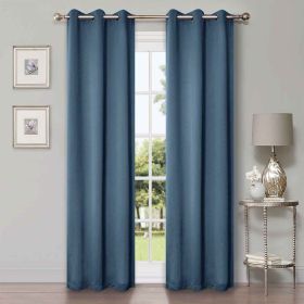 Classic Modern Solid Room Darkening Blackout Curtain Panels, Set of 2 (Color: Denim Blue, size: 42" X 108")