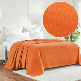 100% Cotton Thermal Blanket – Diamond Weave All-Season, Lightweight & Breathable (Color: Burnt Orange, size: Twin/TwinXL)