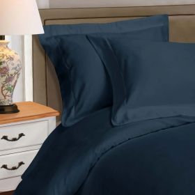 1000 Thread Count Egyptian Cotton Solid Duvet Cover (Color: Navy Blue, size: Full/Queen)