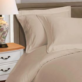 1000 Thread Count Egyptian Cotton Solid Duvet Cover (Color: Tan, size: Full/Queen)
