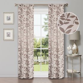 Leaves Room Darkening Washable Blackout Curtain Panels, Set of 2 (Color: Espresso, size: 36" x 72")