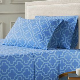 Moroccan Trellis Cotton Flannel 2 Piece Pillowcase Set (Color: Light Blue, size: Standard)