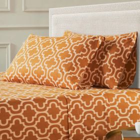 Moroccan Trellis Cotton Flannel 2 Piece Pillowcase Set (Color: Pumpkin, size: Standard)