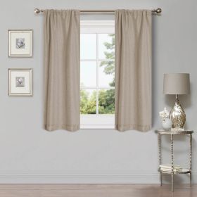Linen Washable Room Darkening Blackout Curtains, Set of 2 (Color: Frosted Almond, size: 42" X 63")