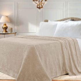 Fleece Plush Medium Weight Fluffy Soft Solid Decorative Blanket (Color: Linen, size: Twin)
