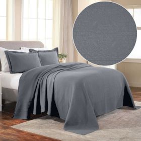 Lightweight Cotton Bedspread Sets 3-Piece Fleur De Lis Jacquard Matelassé (Color: Silver, size: Twin)