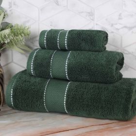 Egyptian Giza Cotton Plush Soft Towel Set 3 Piece (Color: Forest Green)