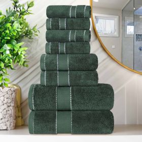 Egyptian Giza Cotton Plush Soft Towel Set 8 Piece (Color: Forest Green)