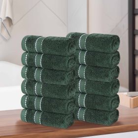 Egyptian Giza Cotton Plush Soft Towel Set 12 Piece (Color: Forest Green)