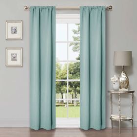 Solid Room Darkening Rod Pocket Blackout Curtain Panels, Set of 2 (Color: Green Lily, size: 26" X 84")