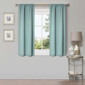Solid Room Darkening Rod Pocket Blackout Curtain Panels, Set of 2 (Color: Green Lily, size: 26" X 63")
