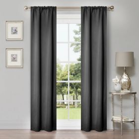 Solid Room Darkening Rod Pocket Blackout Curtain Panels, Set of 2 (Color: Grey, size: 26" X 84")