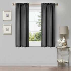 Solid Room Darkening Rod Pocket Blackout Curtain Panels, Set of 2 (Color: Grey, size: 26" X 63")