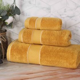 Egyptian Giza Cotton Plush Soft Towel Set 3 Piece (Color: Gold)
