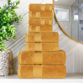 Egyptian Giza Cotton Plush Soft Towel Set 8 Piece (Color: Gold)