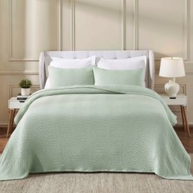 Aswan Cotton Medium Weight Textured Modern Chevron Woven Coverlet (Color: Green, size: Queen)