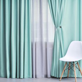 Solid Machine Washable Room Darkening Blackout Curtains, Set of 2 (Color: Green Lily, size: 52" x 108")