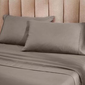 1200 Thread Count Cotton Rich Bed Sheet Set Solid Deep Pocket (Color: Grey, size: Full)