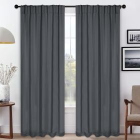 Blackout Window Curtains Solid Room Darkening Back Tab Set of 2 (Color: Grey, size: 42" X 96")