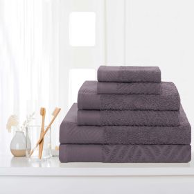 Egyptian Cotton Basketweave Towel Set 6 Piece (Color: Gray)