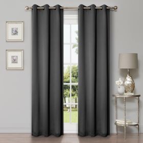 Modern Blackout Window Curtains Solid Room Darkening Set of 2 (Color: Grey, size: 42" X 84")