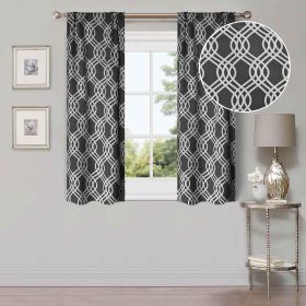 Ribbon Trellis Washable Room Darkening Blackout Curtains, Set of 2 (Color: Grey, size: 52" x 63")