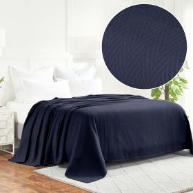 Lightweight Cotton Blanket – Metro Chevron, All-Season Bedding (Color: Navy Blue, size: Twin/TwinXL)