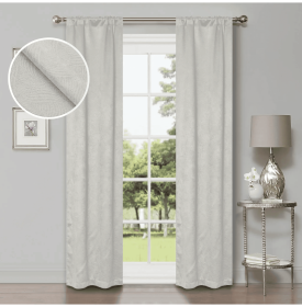 Blackout Window Curtains Waverly Geometric Room Darkening Washable Set of 2 (Color: Ivory, size: 26" X 84")