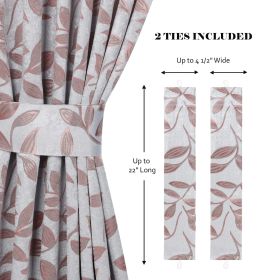 Blackout Window Curtains Leaves Pattern Room Darkening Set of 2 (Color: Champagne, size: 46" x 84")